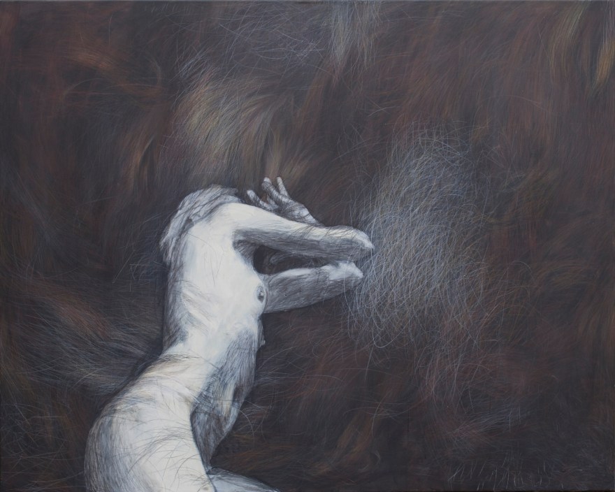 title: mørk lyd forvildet i ufremkomlige zoner / dark sound bewildered in impassable zones 120 x 150 cm solgt / sold